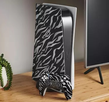 μαύρο και άσπρο στιλ ζέβρα playstation 5 decal - TenStickers