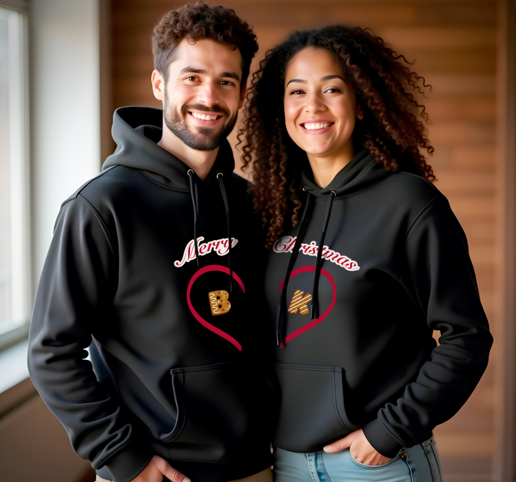 Μπλουζάκι ζευγαριού χριστουγεννιάτικα hoodies εξατομικευμένα - TenStickers