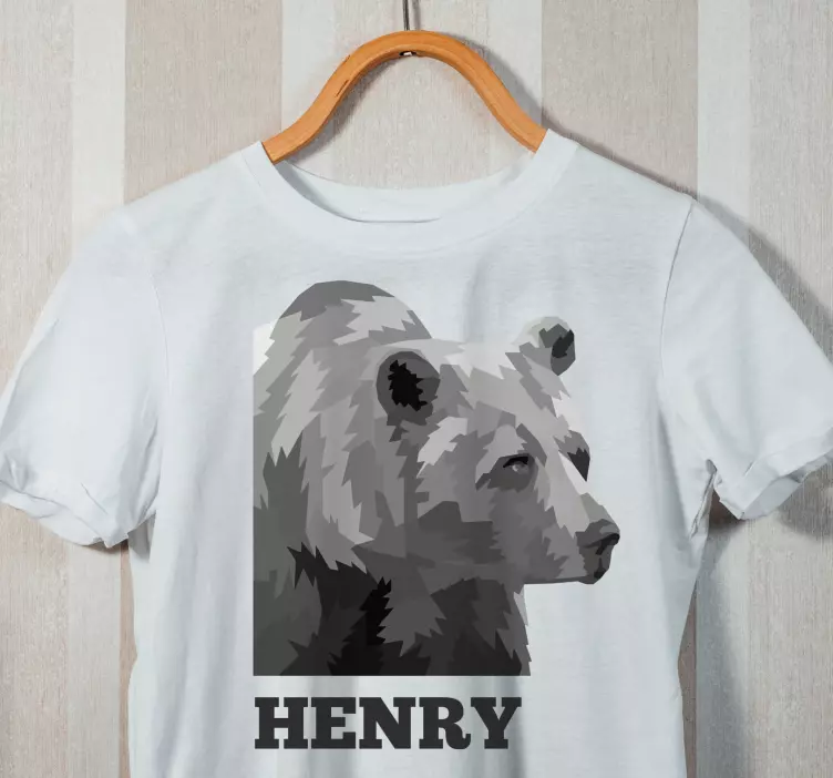 γεωμετρικά-ζώα μπλουζάκια γκρι αρκούδα με όνομα - TenStickers