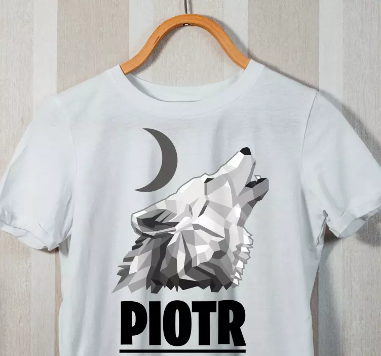 μπλουζάκια γεωμετρικά-ζώα γκρι λύκος με όνομα - TenStickers