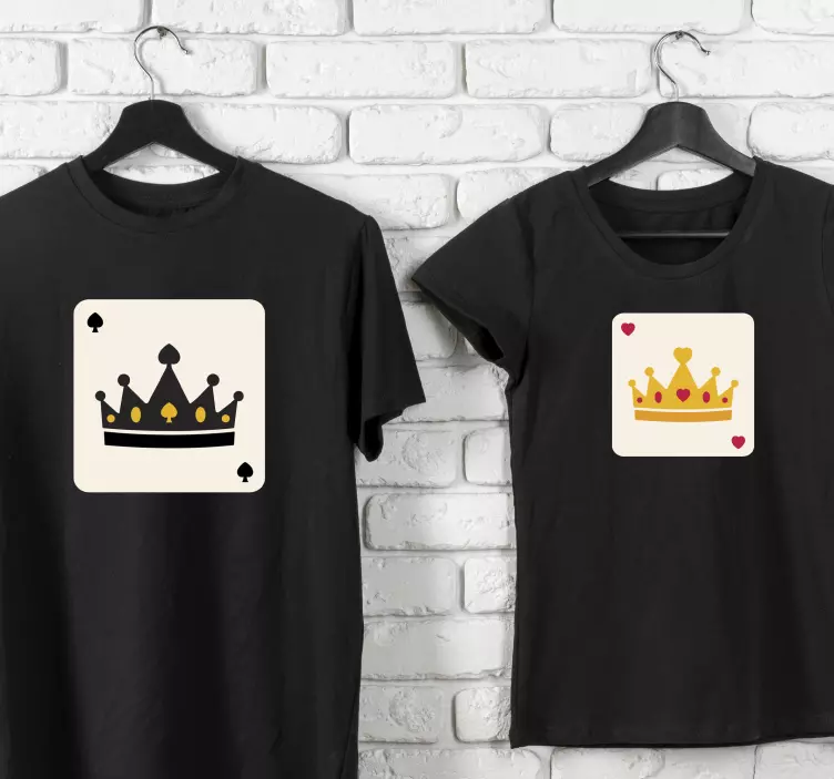 King queen κάρτα μοτίβο ζευγάρι t-shirt - TenStickers