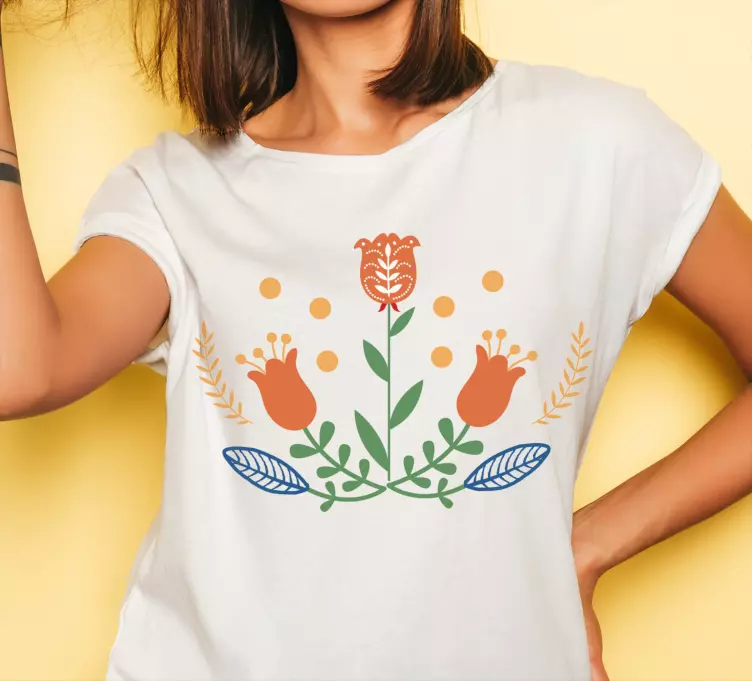 λουλουδάκι με πορτοκαλί προσαρμοσμένη μπλούζα - TenStickers