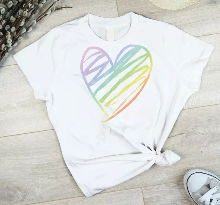 ουράνιο τόξο ολογραφικές γραμμές καρδιάς ζευγάρια μπλουζάκια - TenStickers