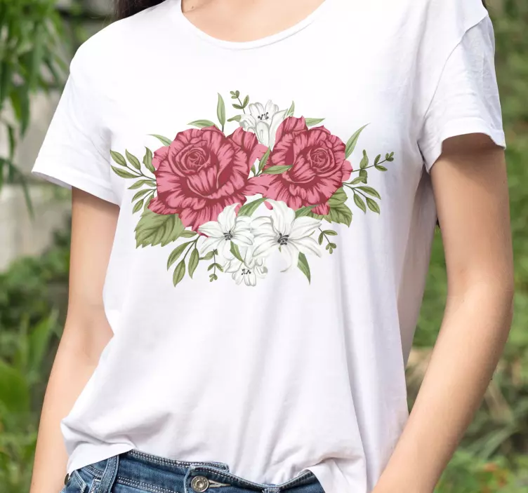 κόκκινο βαμμένο λουλούδι προσαρμοσμένο μπλουζάκι - TenStickers