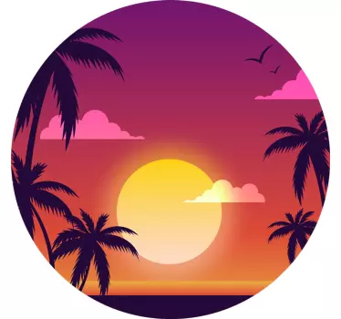 T-shirt μωβ ηλιοβασίλεμα και φοίνικες - TenStickers