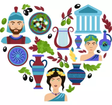 Ελληνικά σύμβολα πουκάμισα καρδούλας για ζευγάρια - TenStickers