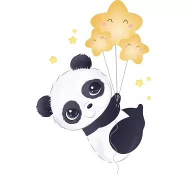 μωρό panda με παιδικό πουκάμισο με μπαλόνι - TenStickers