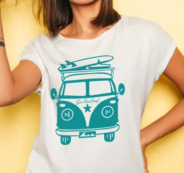 κινουμένων σχεδίων μπλουζάκι hippie van - TenStickers