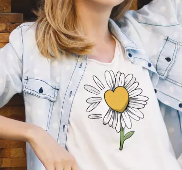 T-shirt λουλουδιών καρδιάς μαργαρίτα - TenStickers