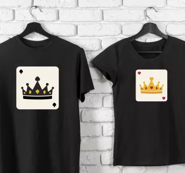 μπλουζάκια μοτίβο κάρτας king queen για ζευγάρια - TenStickers