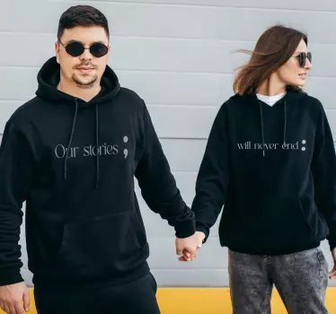 Μπλουζάκι για ζευγάρια Η ιστορία δεν τελειώνει ποτέ - TenStickers