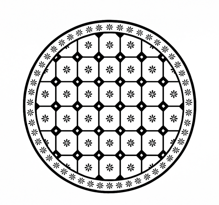 Βινυλιακό χαλί τραπεζαρίας ασπρόμαυρο μοτίβο πλακιδίων - TenStickers