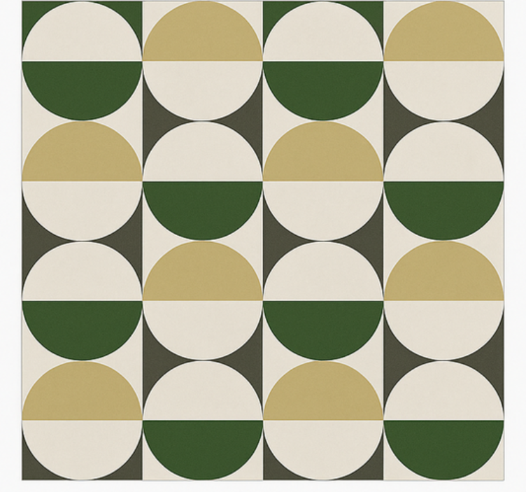 Βινυλιακό χαλί τραπεζαρίας κυκλικό μοτίβο στα μέσα του αιώνα - TenStickers