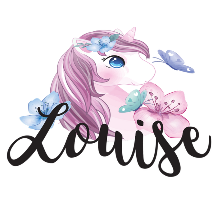 Χαλί με εκτύπωση ζώου μεγάλης μάτιας μονόκερος με πεταλούδα - TenStickers