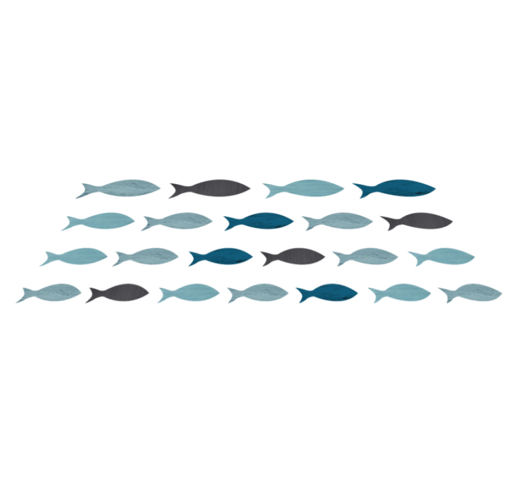 Χαλί με εκτύπωση ζώου σιλουέτες μπλε ψαριών - TenStickers