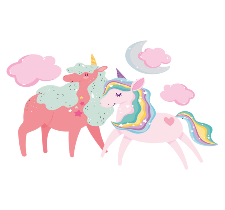 Χαλί με εκτύπωση ζώου μικρό μονόκερο με μάνα - TenStickers