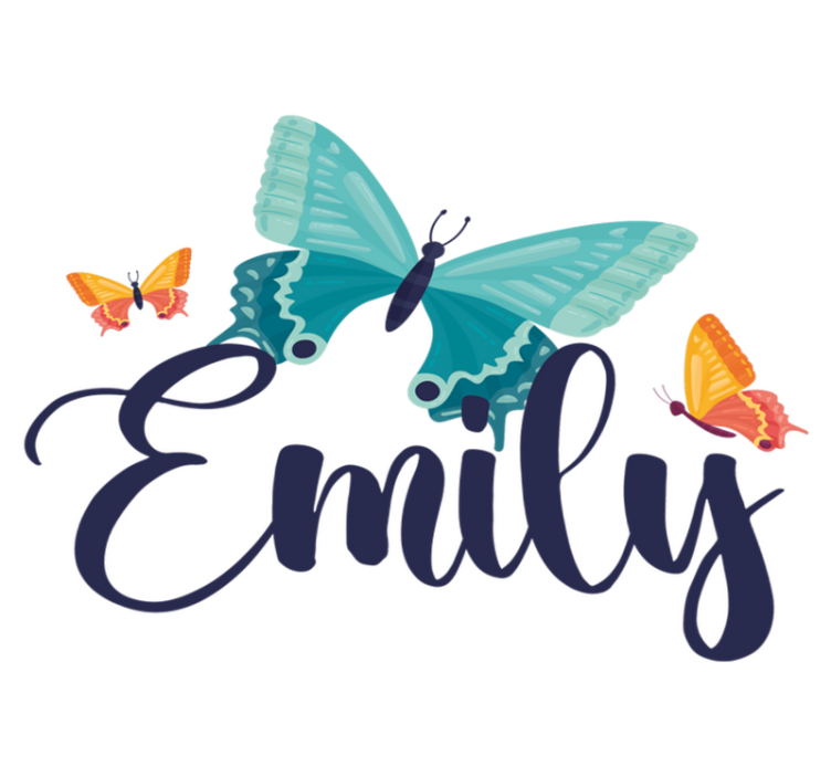 Χαλί με εκτύπωση ζώου δίχρωμες πεταλούδες με όνομα - TenStickers