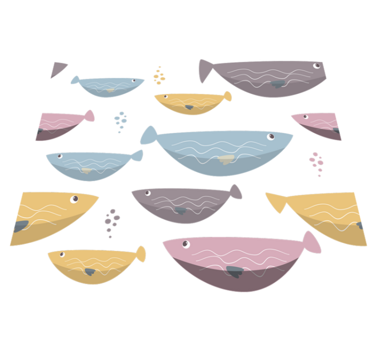 Χαλί με εκτύπωση ζώου πολύχρωμα ψαράκια για παιδιά - TenStickers