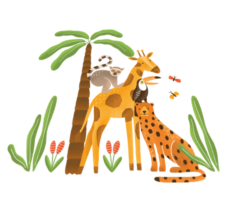 Χαλί με εκτύπωση ζώου ζούγκλας που παίζουν - TenStickers