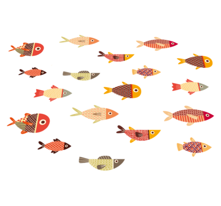 Xαλί με εκτύπωση ζώου στρογγυλά πολύχρωμα ψάρια - TenStickers