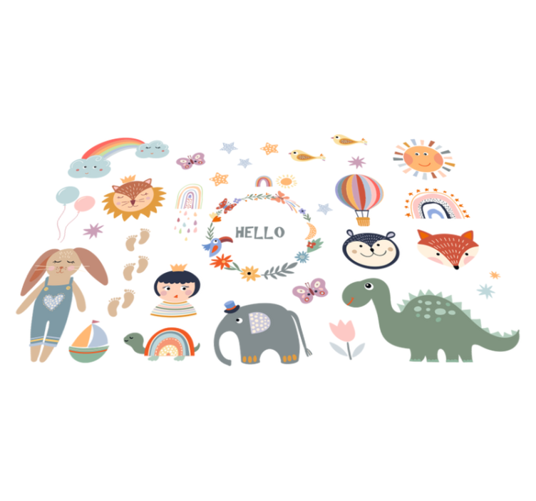 Χαλί με εκτύπωση ζώου και λουλούδια για παιδιά - TenStickers