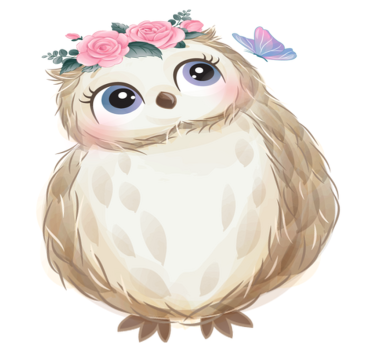 Χαλί με εκτύπωση ζώου κουκουβάγια και λουλούδια - TenStickers