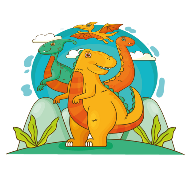 Χαλί με εκτύπωση ζώου Δεινόσαυροι στη ζούγκλα - TenStickers