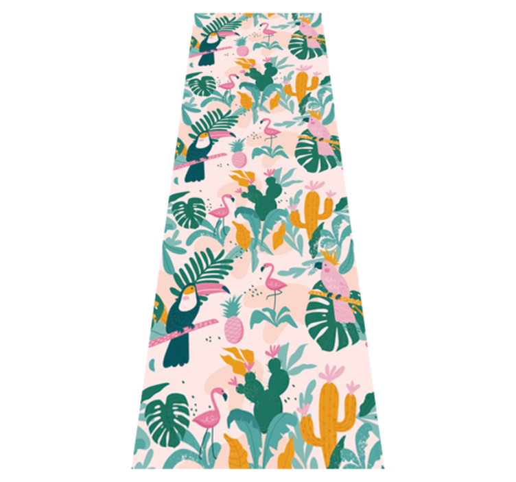 Χαλί με εκτύπωση ζώου πράσινα πουλιά και φύλλα - TenStickers