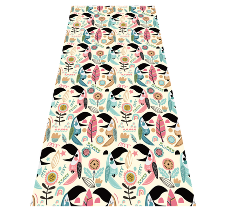 Χαλί με εκτύπωση ζώου μπλε βόρεια παστέλ φύλλα - TenStickers