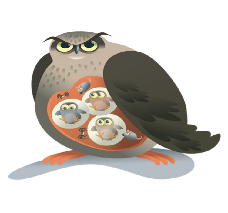 Χαλί με εκτύπωση ζώου Μητέρα κουκουβάγια - TenStickers