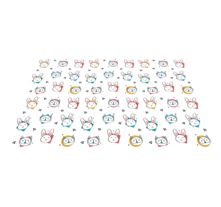 Χαλί με εκτύπωση ζώου σχέδιο κουκουβάγιας και λαγού - TenStickers