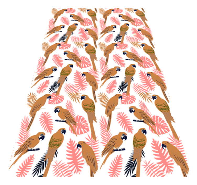 Χαλί με εκτύπωση ζώου πορτοκαλί παπαγάλοι με ροζ λουλούδια - TenStickers