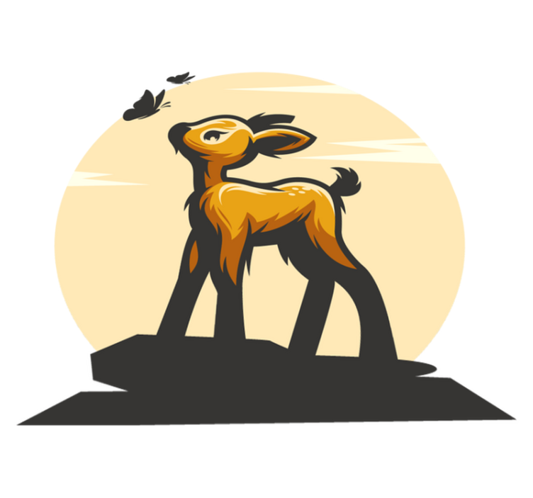 Χαλί με εκτύπωση ζώου Ελάφια και Πεταλούδες - TenStickers