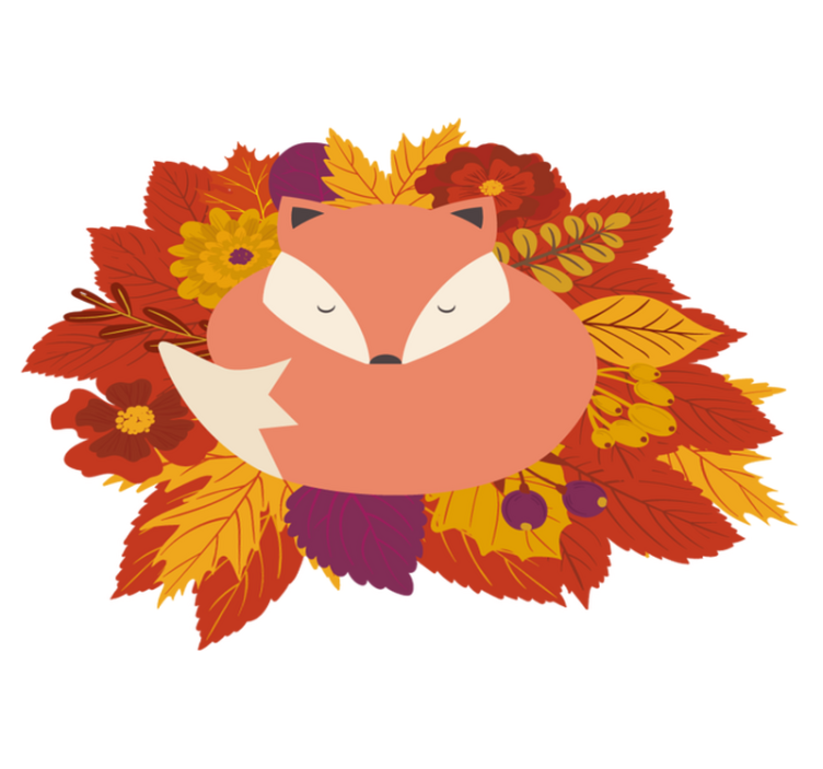 Χαλί με εκτύπωση ζώου Αλεπού με Φύλλα - TenStickers