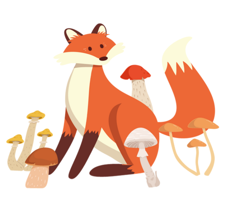 Χαλί με εκτύπωση ζώου με παιχνιδιάρικο σχέδιο αλεπούς - TenStickers