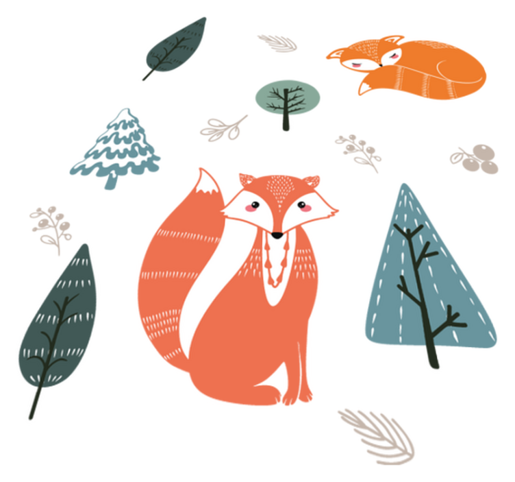 Χαλί με εκτύπωση ζώου Σχεδίαση Παιχνιδιάρικης Αλεπούς - TenStickers