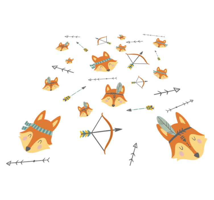 Χαλί με εκτύπωση ζώου Χαρούμενα Πρόσωπα Αλεπούς - TenStickers