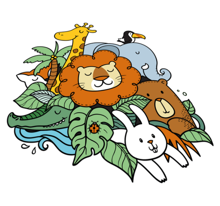 Xαλί με εκτύπωση ζώου Διασκεδαστική Σκηνή Ζώων - TenStickers