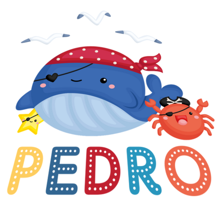 Χαλί με εκτύπωση ζώου Χαριτωμένος Πειρατής Φάλαινα - TenStickers