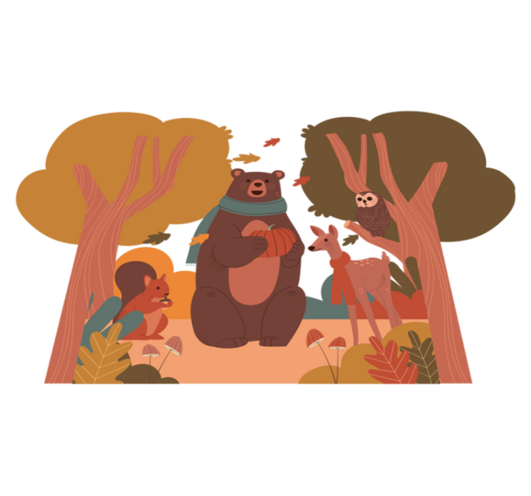 Xαλί με εκτύπωση ζώου Φθινοπωρινά Δασικά Πλάσματα - TenStickers