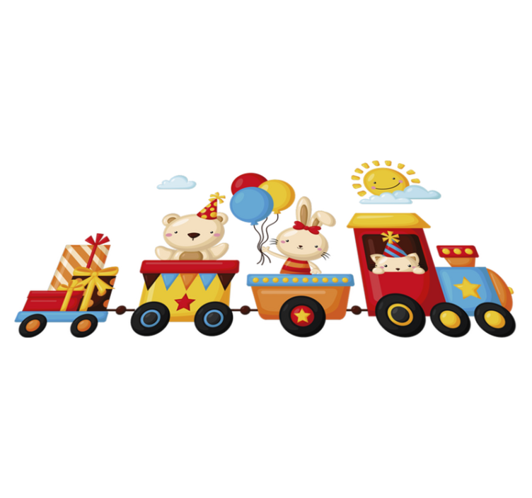 Χαλί με εκτύπωση ζώου τρένο με ζώα - TenStickers