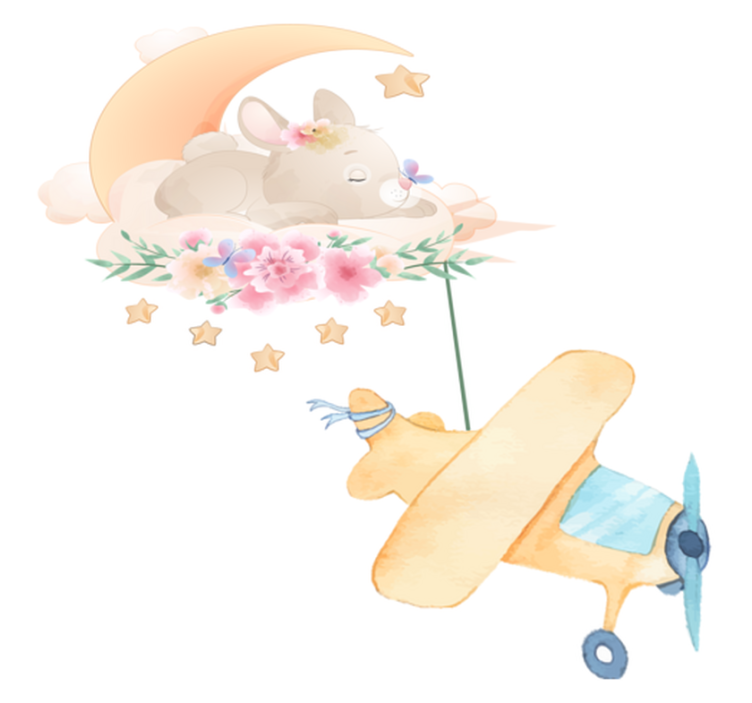 Χαλί με εκτύπωση ζώου κουνελάκι να κοιμάται στη σελήνη - TenStickers