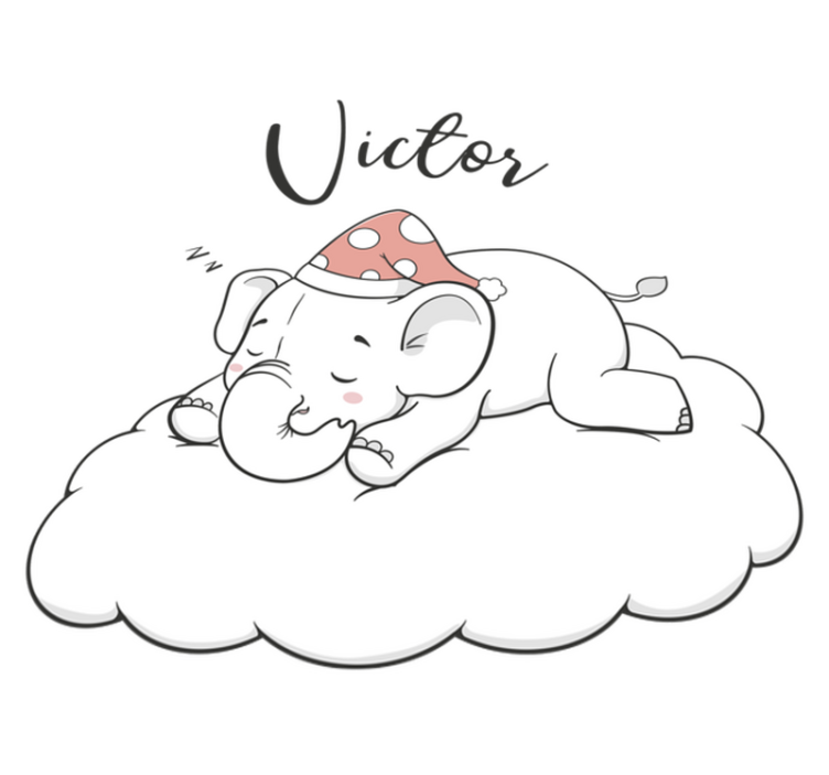 Χαλί με εκτύπωση ζώου ελέφαντας στα σύννεφα με όνομα - TenStickers