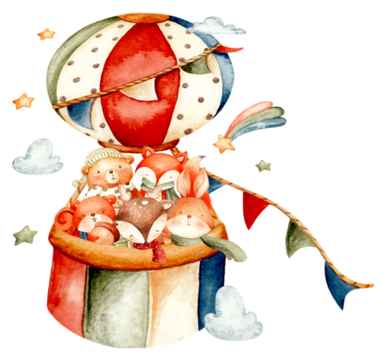 Χαλί με εκτύπωση ζώου σε πολύχρωμα αερόστατα - TenStickers