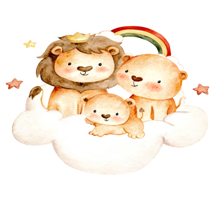 Χαλί με εκτύπωση ζώου μωρών με αστέρια και σύννεφα - TenStickers