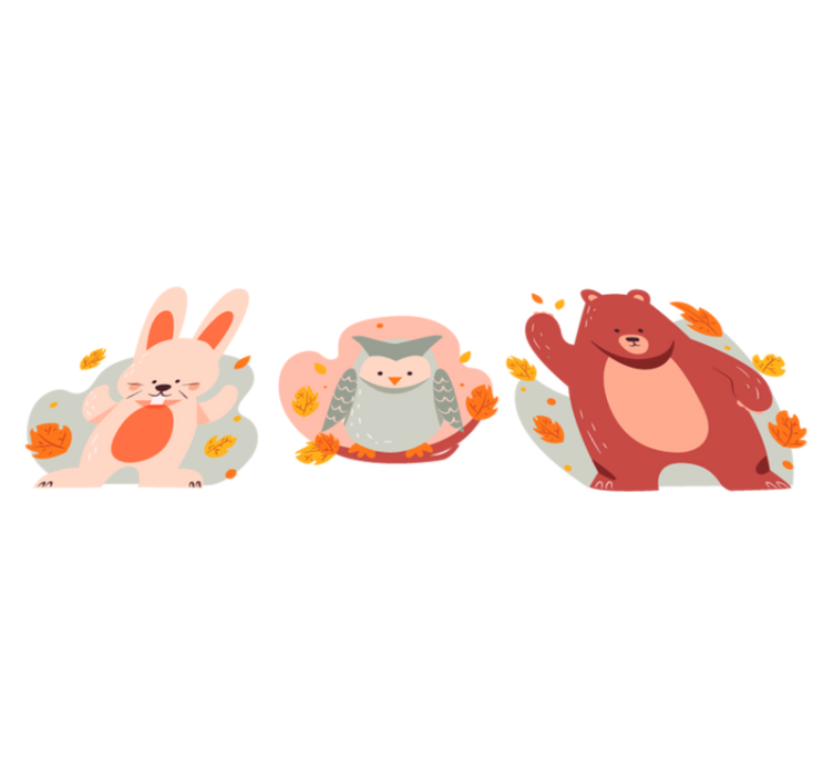 Χαλί με εκτύπωση ζώου Αρκούδα και δασικά κουνέλια - TenStickers