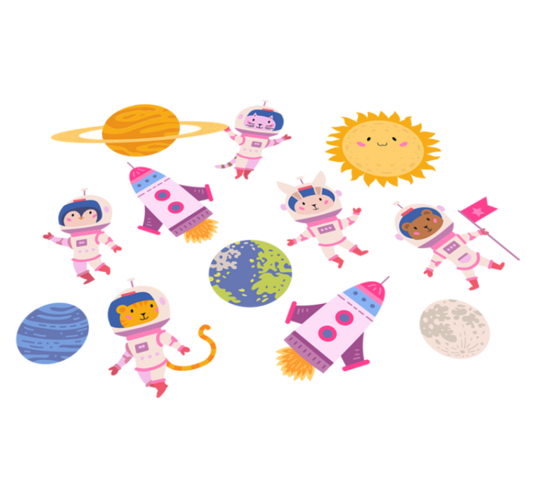 Χαλί με εκτύπωση ζώου αστροναύτες με πύραυλο - TenStickers