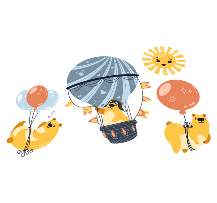 Χαλί με εκτύπωση ζώου κρεμασμένα σε μπαλόνια - TenStickers