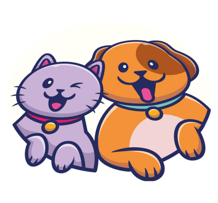 Χαλί με εκτύπωση ζώου παιχνιδιάρικης γάτας και σκύλου - TenStickers