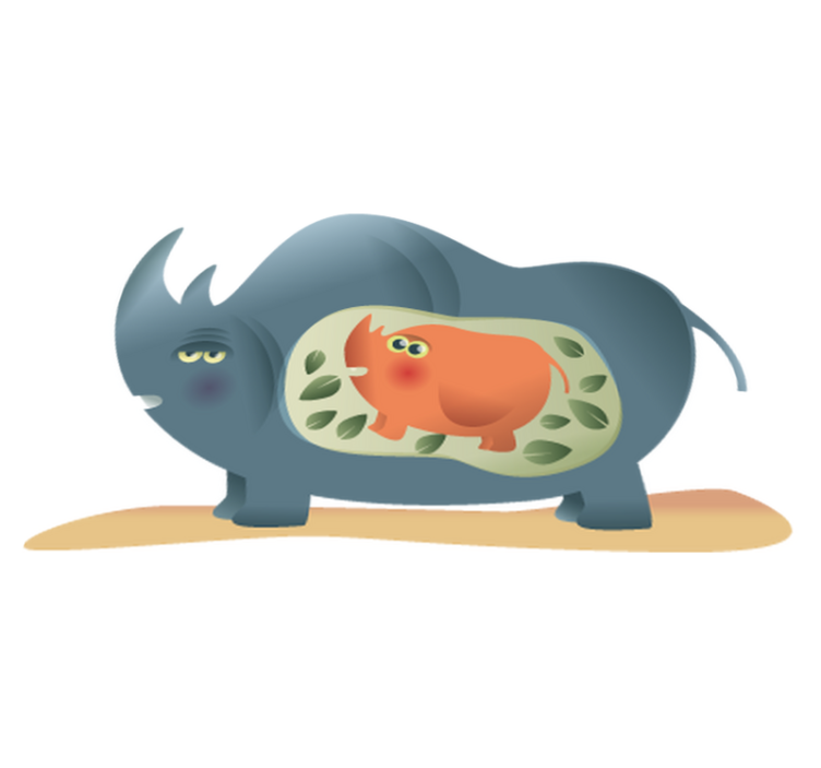 Χαλί με εκτύπωση ζώου έγκυος μητέρα ρινόκερος - TenStickers